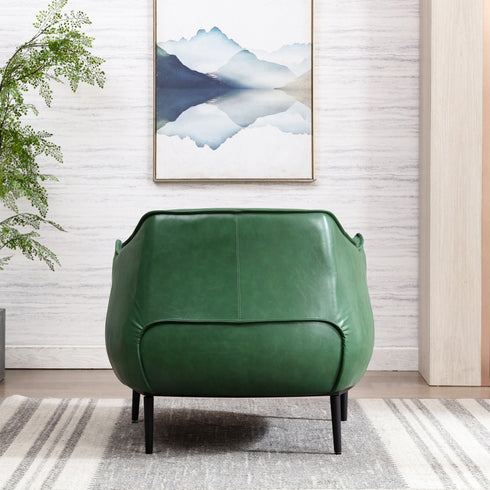 Kadar Leather Barrel Chair-Green Modern Leather Chair | Accent Chairs | Kinwell Furniture | Barrel Chairs